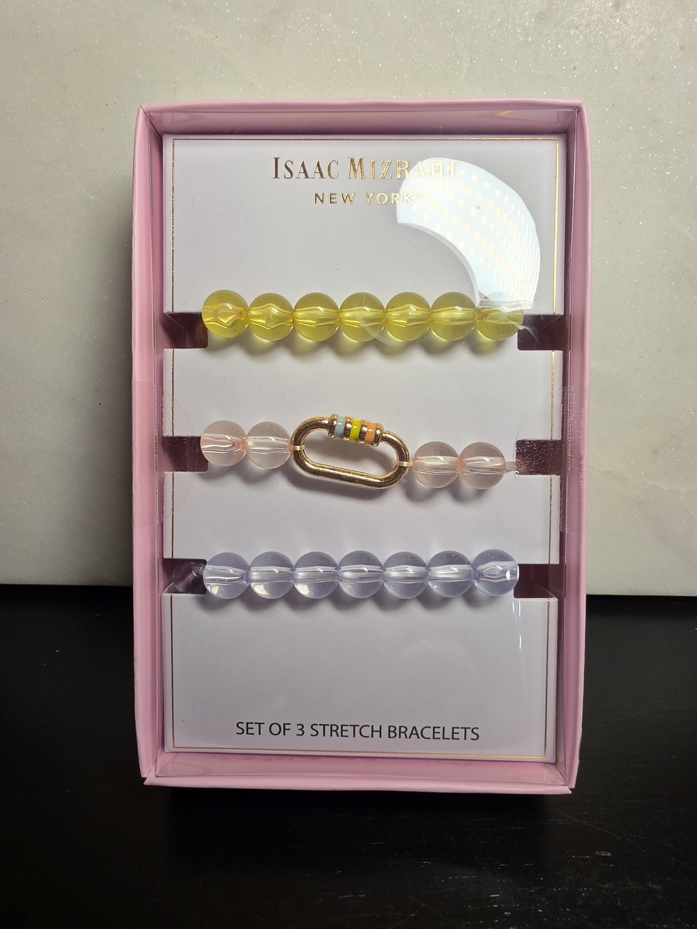 Isaac Mizrahi Yellow, Pink, Lavender Beaded Stretch Bracelet Set